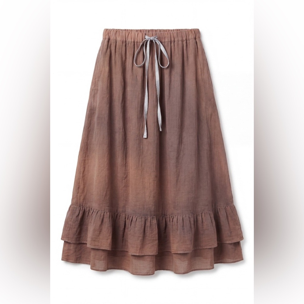 “Clochard de Luxe” Mauve-Brown Tiered Maxi Skirt with Ruffle Hem - Picture 9 of 9